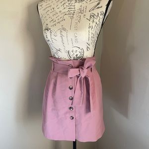 Pink button front tie skirt